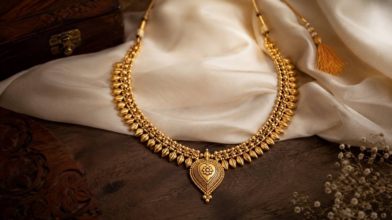 Shrishti Jewels Antique Kerala Elakkathali Necklace – Traditional Heritage Jewellery